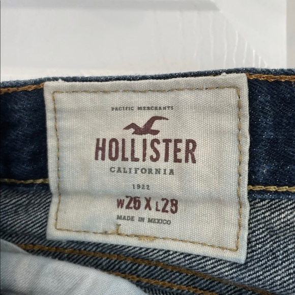 Hollister Men's 26 x 28 Classic Straight Button Fly Denim Blue Distressed Jeans - Picture 7 of 8